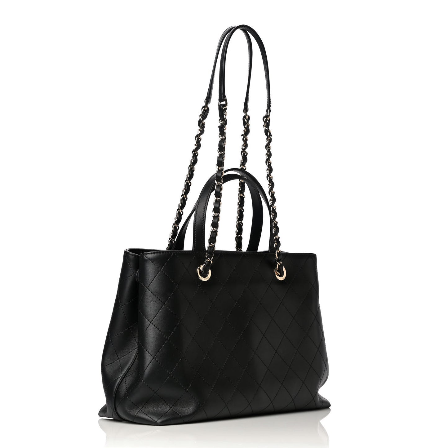 Calfskin Large Serial Shopper Tote Black