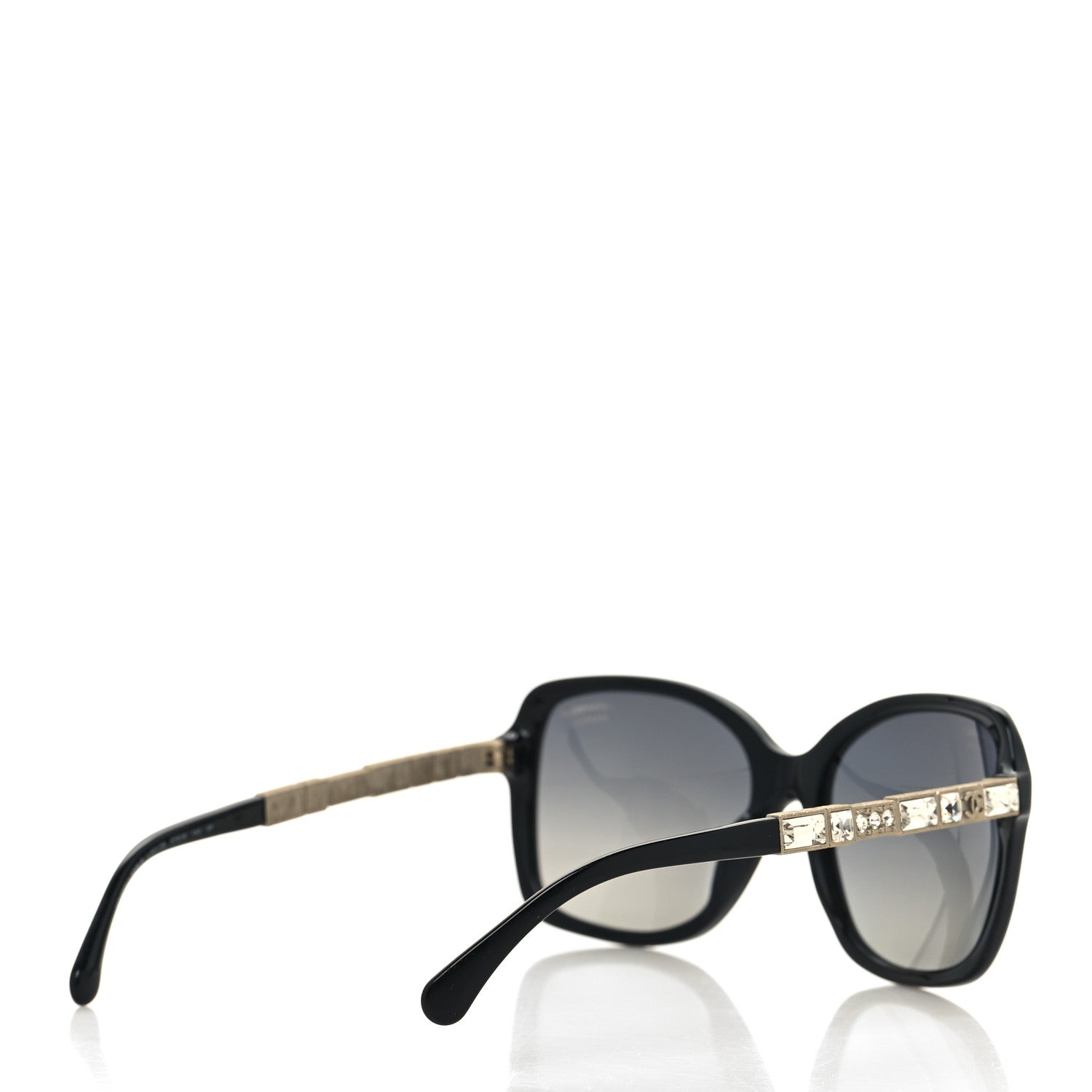 Chanel Crystal Baguette Polarized Square Sunglasses 5308-B Black 4 of 8