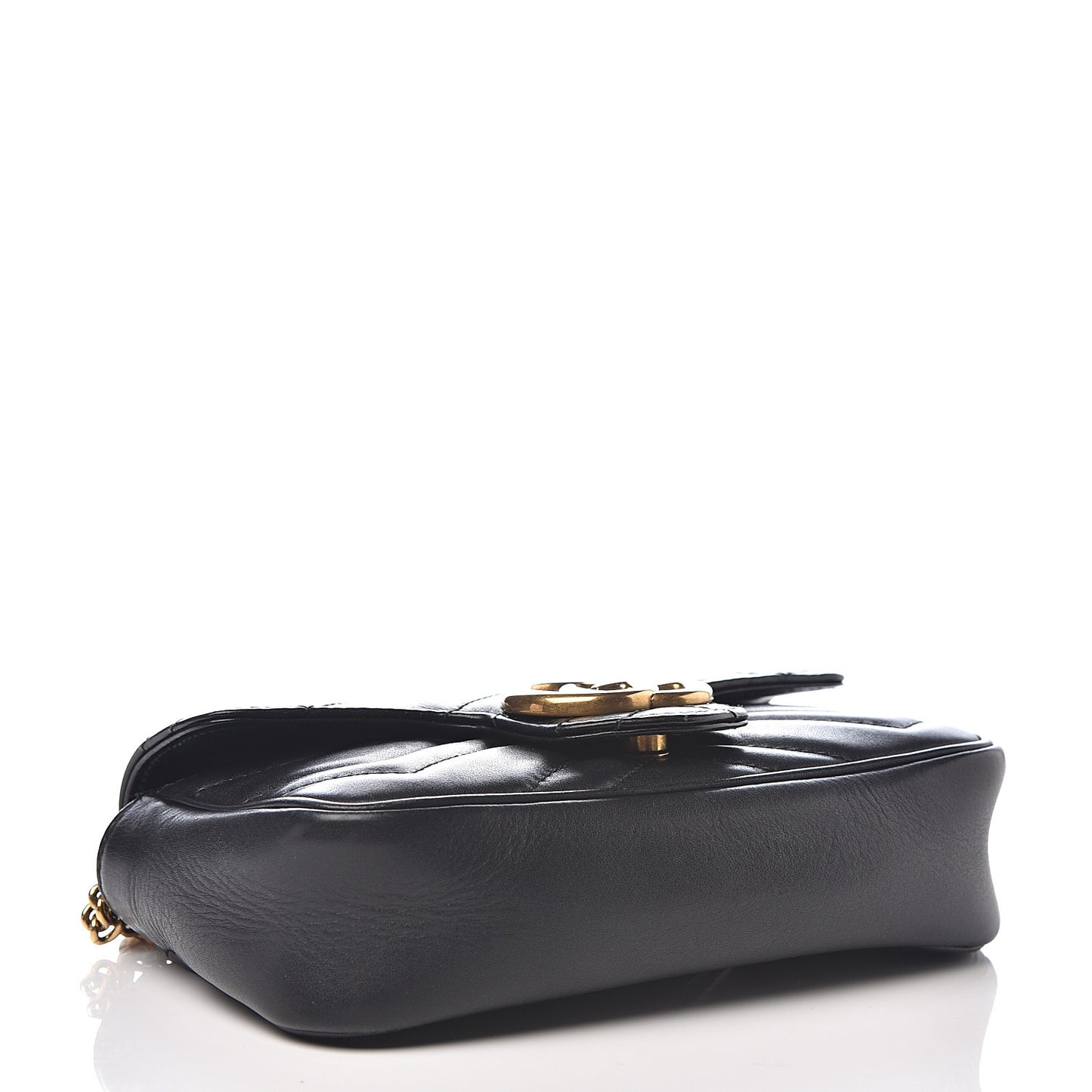 Calfskin Matelasse Super Mini GG Marmont Shoulder Bag Black