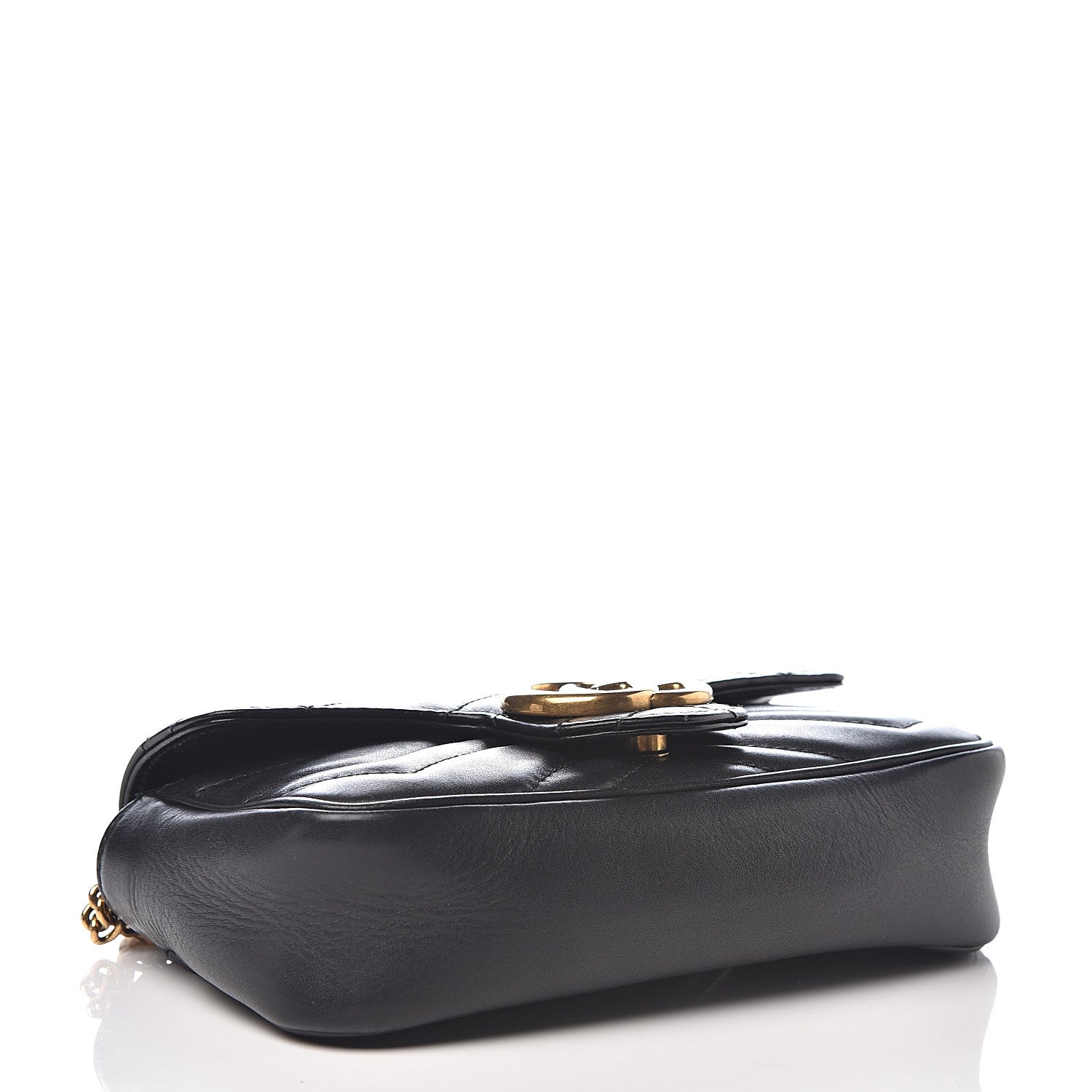 Gucci Calfskin Matelasse Super Mini GG Marmont Shoulder Bag Black 3 of 9