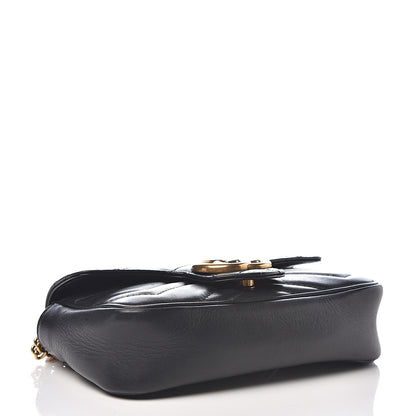 Gucci Calfskin Matelasse Super Mini GG Marmont Shoulder Bag Black 3 of 9