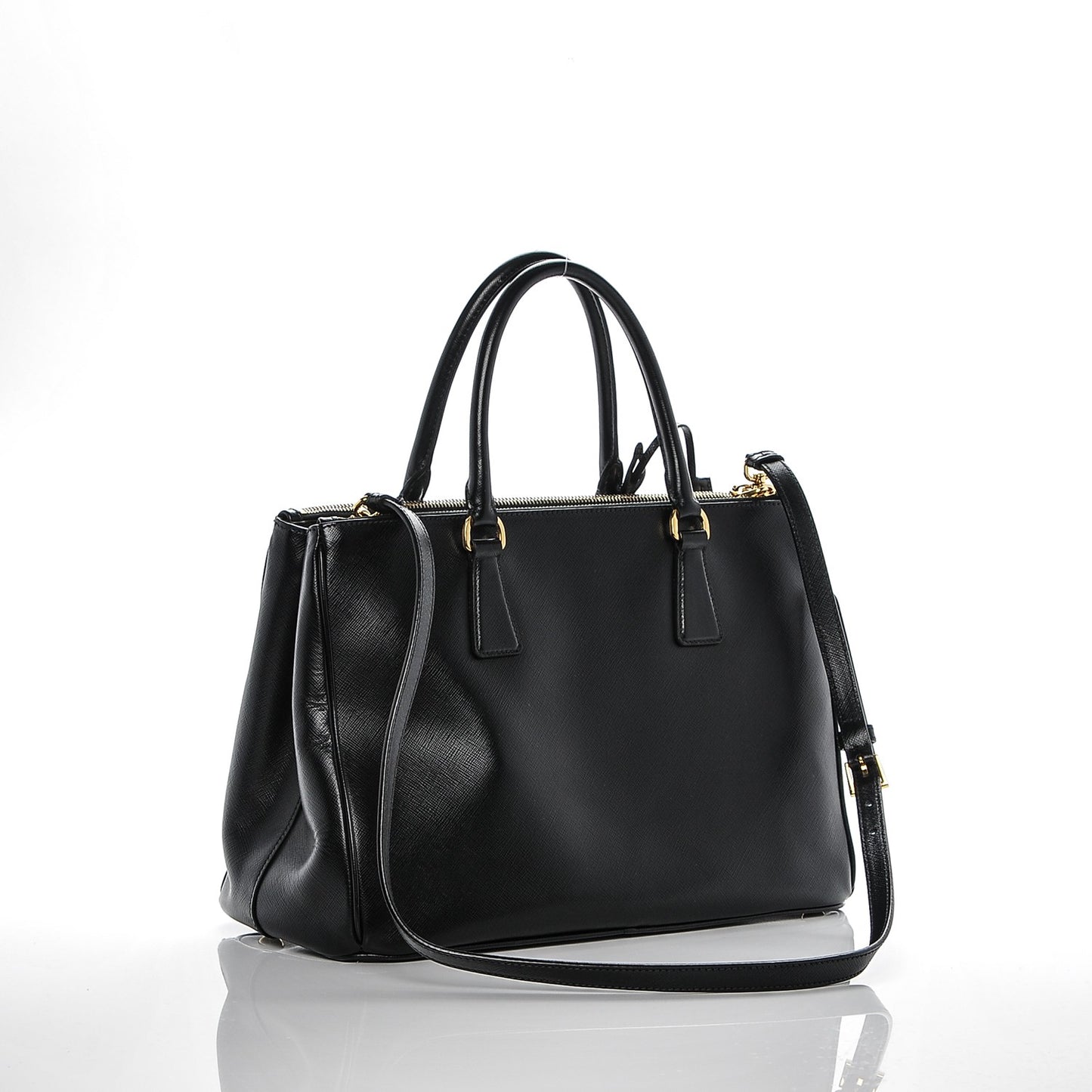 Saffiano Medium Galleria Double Zip Tote Black