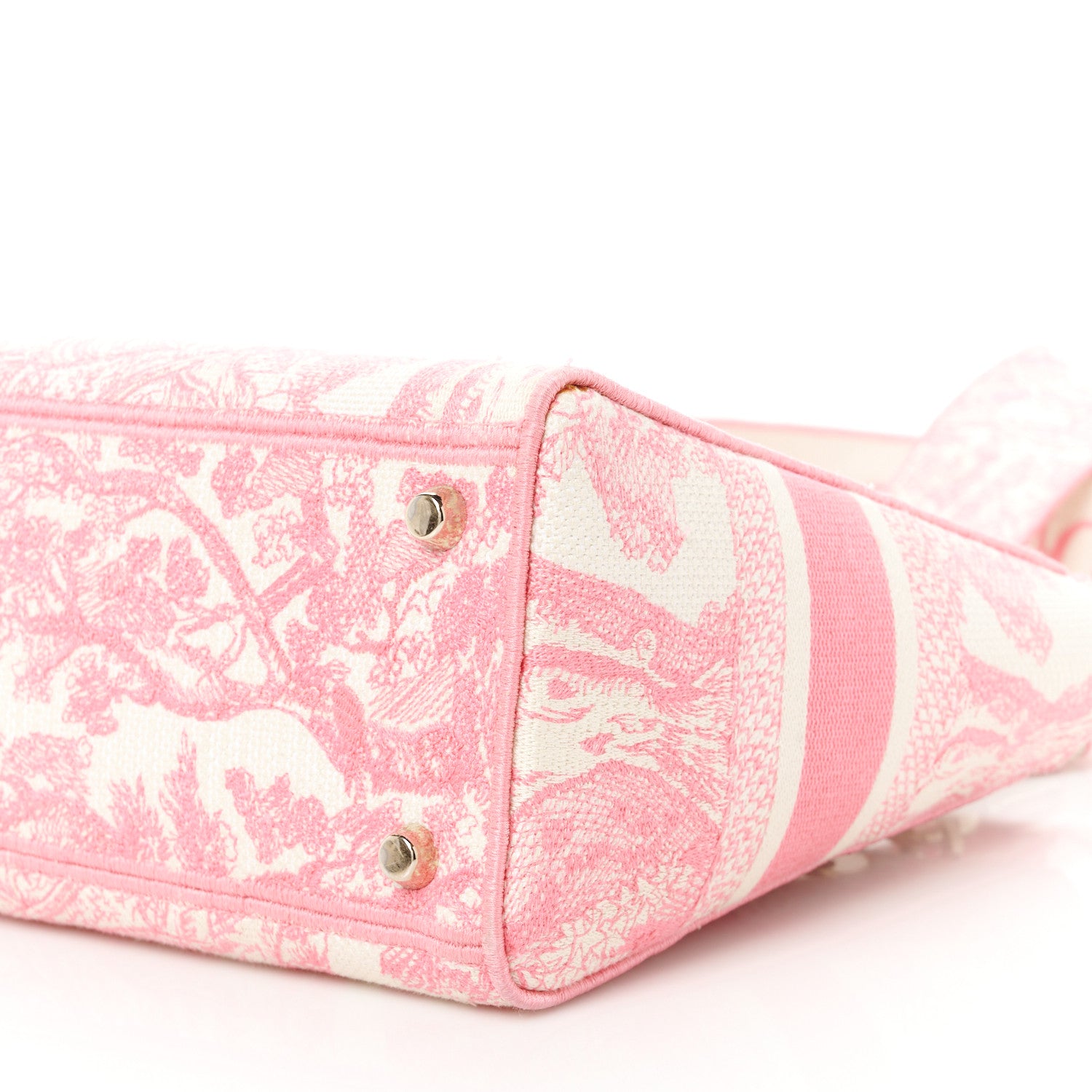 Christian Dior Canvas Toile De Jouy Embroidered Medium Lady D-Lite Peony Pink 10 of 11