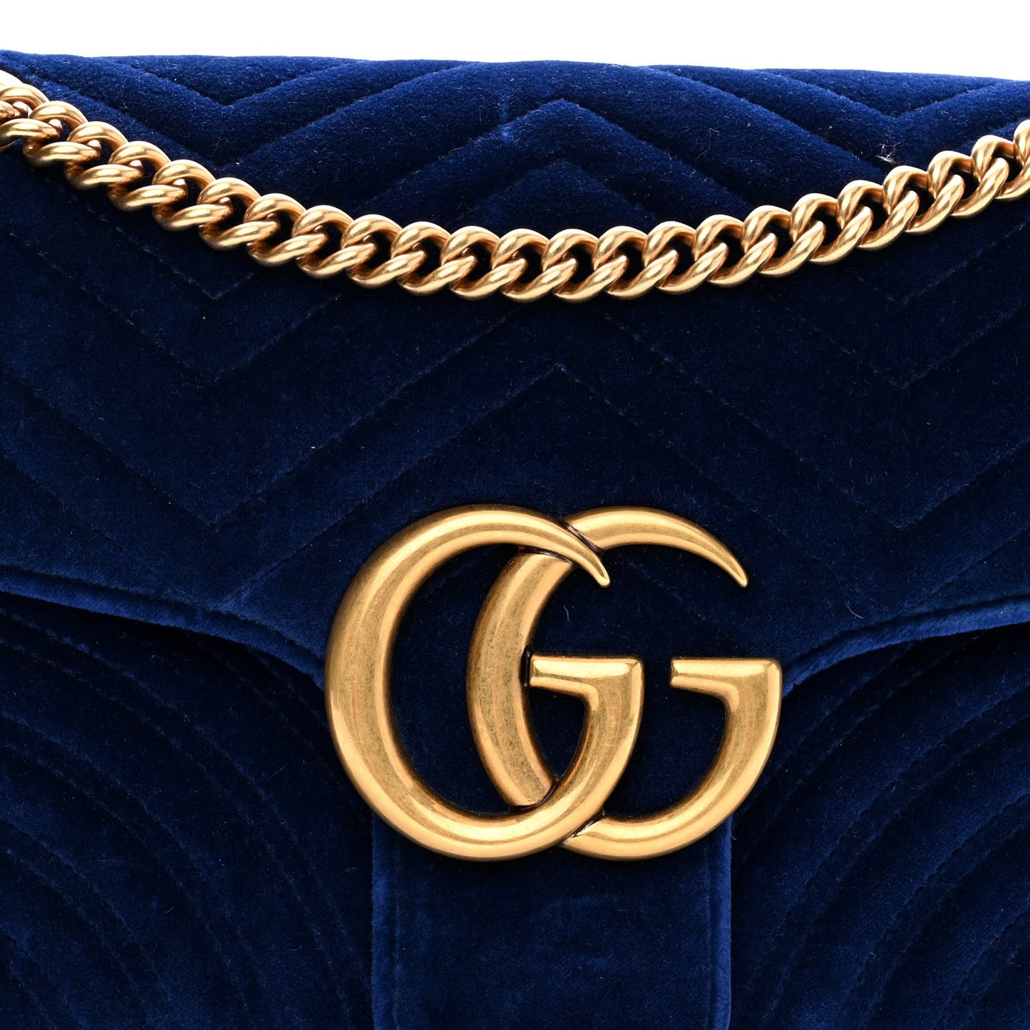 Velvet Matelasse Medium GG Marmont Shoulder Bag Cobalt Blue