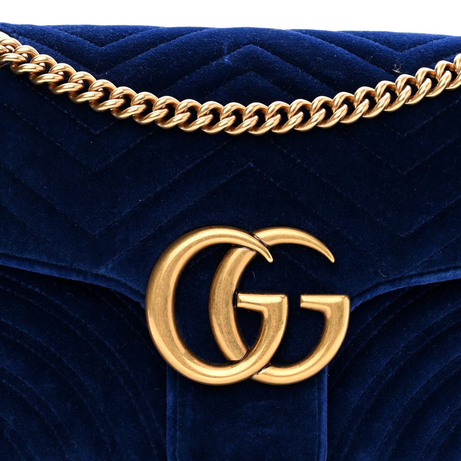 Gucci Velvet Matelasse Medium GG Marmont Shoulder Bag Cobalt Blue 7 of 9