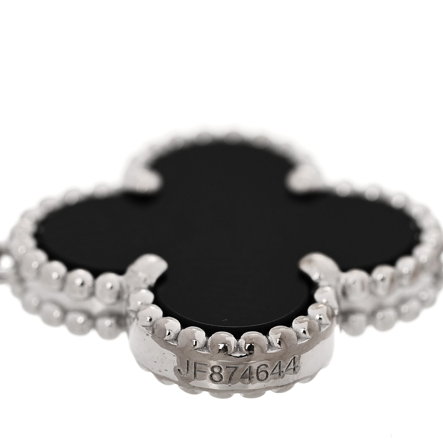 18K White Gold Diamond Black Onyx 5 Motifs Vintage Alhambra Bracelet