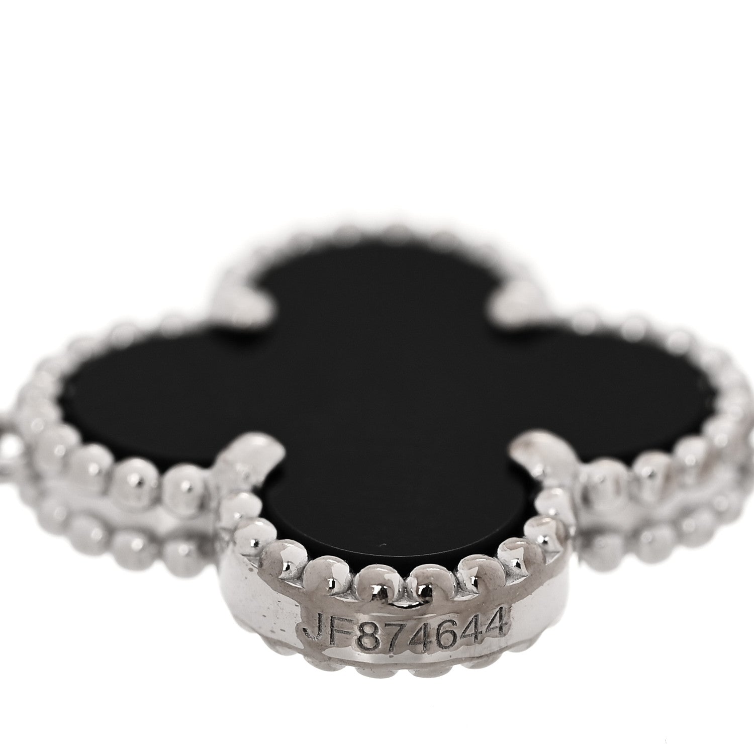 Van Cleef & Arpels 18K White Gold Diamond Black Onyx 5 Motifs Vintage Alhambra Bracelet 4 of 5