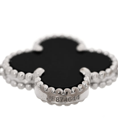 Van Cleef & Arpels 18K White Gold Diamond Black Onyx 5 Motifs Vintage Alhambra Bracelet 4 of 5