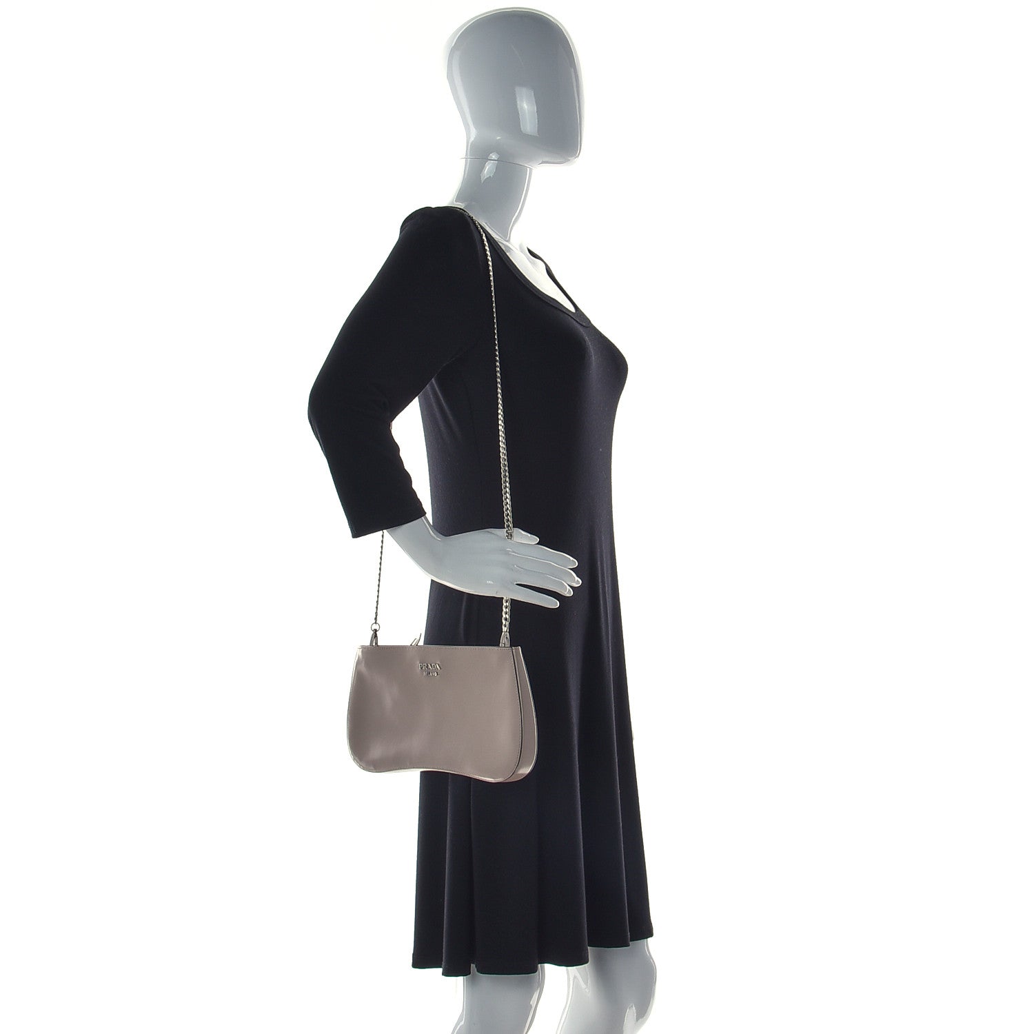 Prada Soft Calf Chain Clutch Cammeo 4 of 19