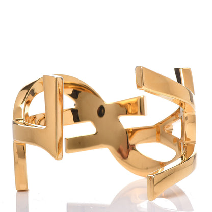 Saint Laurent Brass Monogram Medium Cuff Bracelet Gold 3 of 4