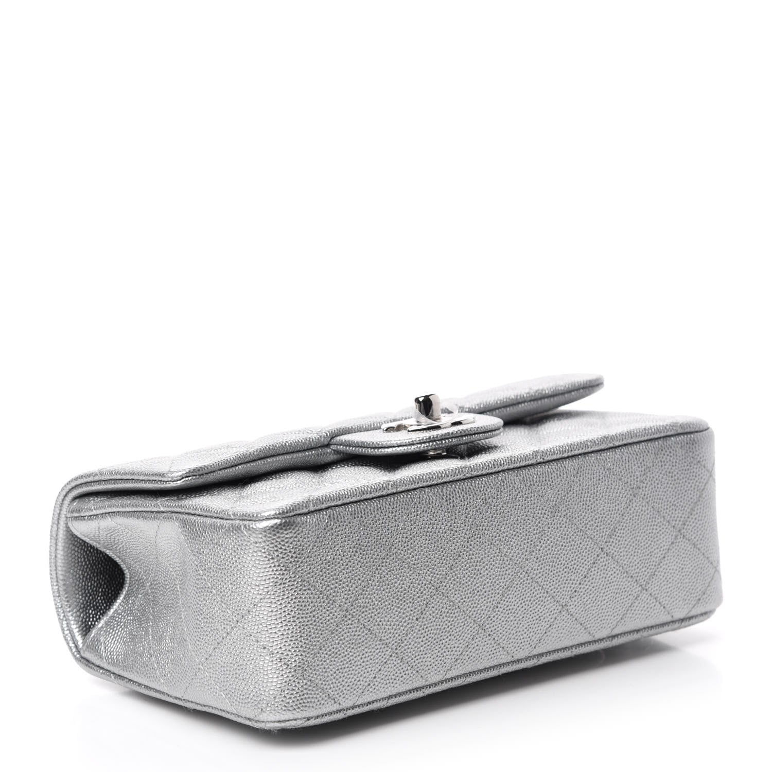 Chanel Metallic Caviar Quilted Mini Top Handle Rectangular Flap Silver 4 of 10