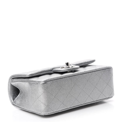 Chanel Metallic Caviar Quilted Mini Top Handle Rectangular Flap Silver 4 of 10