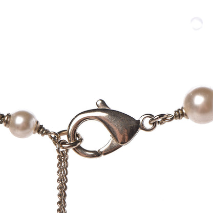 Chanel Pearl Bead Enamel CC Long Necklace Black Gold 5 of 6