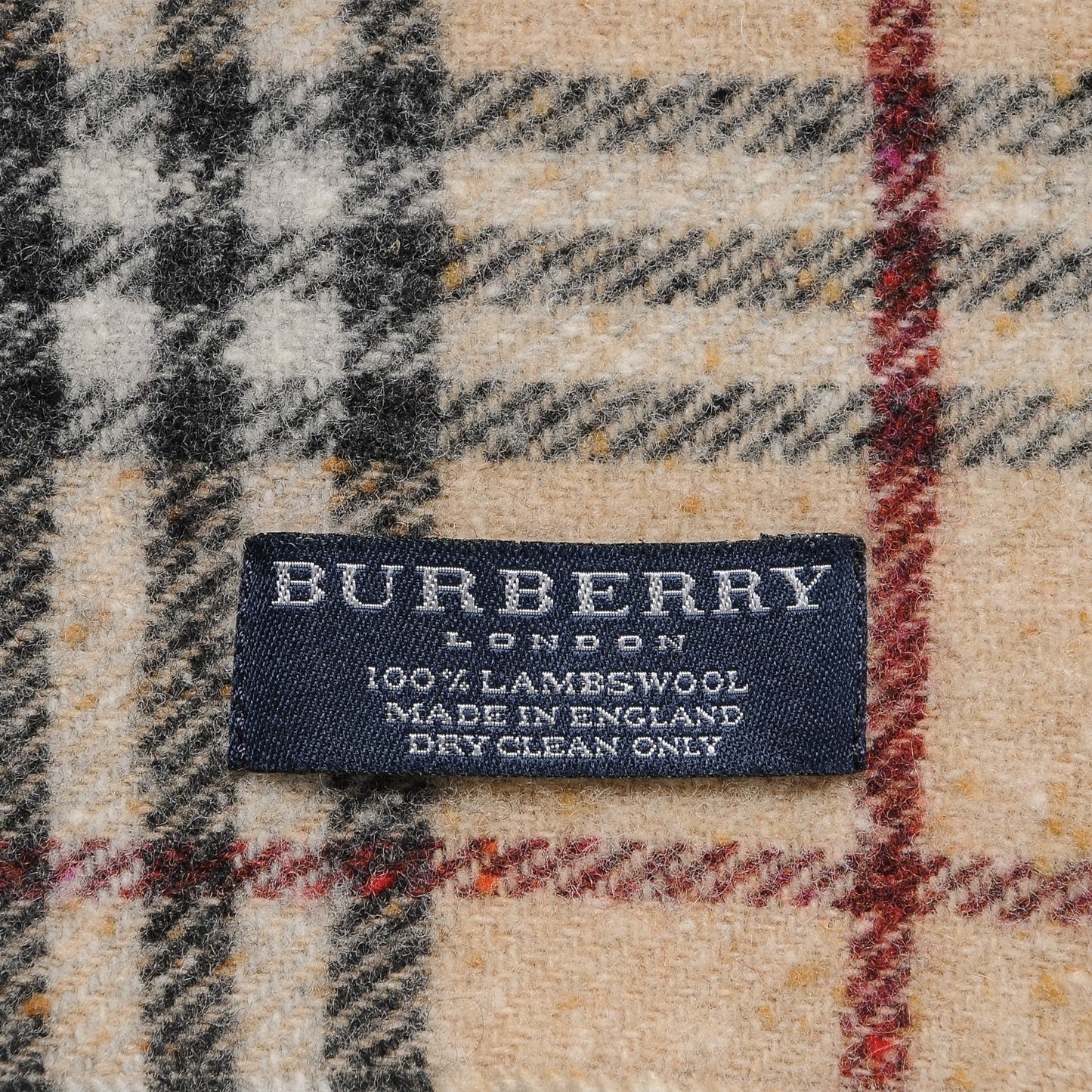 Wool Check Happy Fringe Scarf Beige
