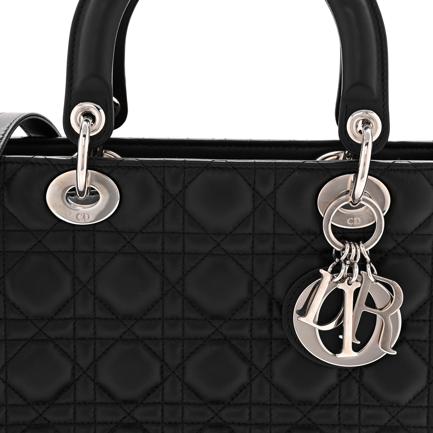 Christian Dior Lambskin Cannage Medium Lady Dior Black 8 of 11