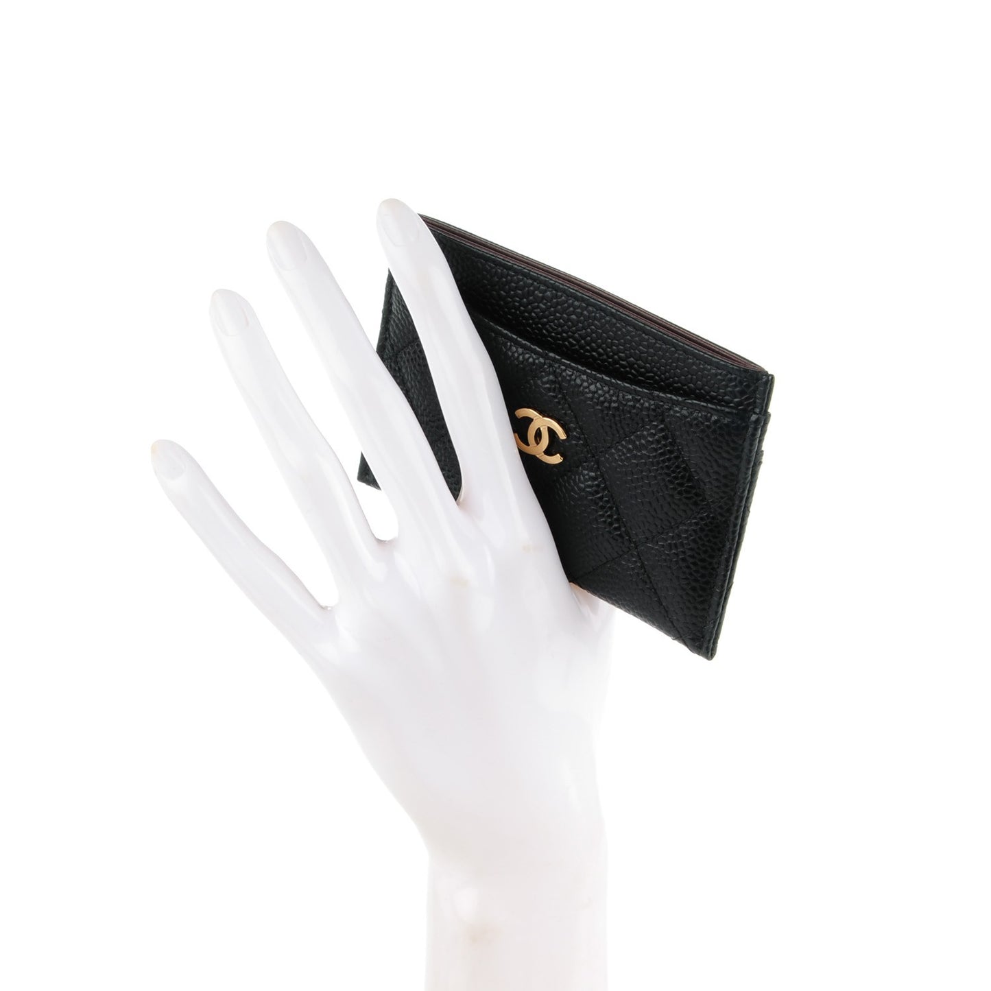 Caviar Quilted Card Holder Black