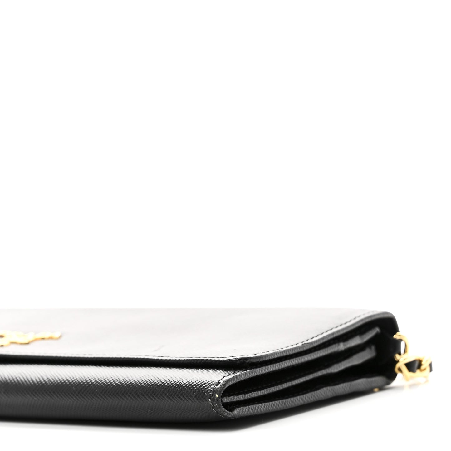 Saffiano Metal Oro Chain Wallet Black