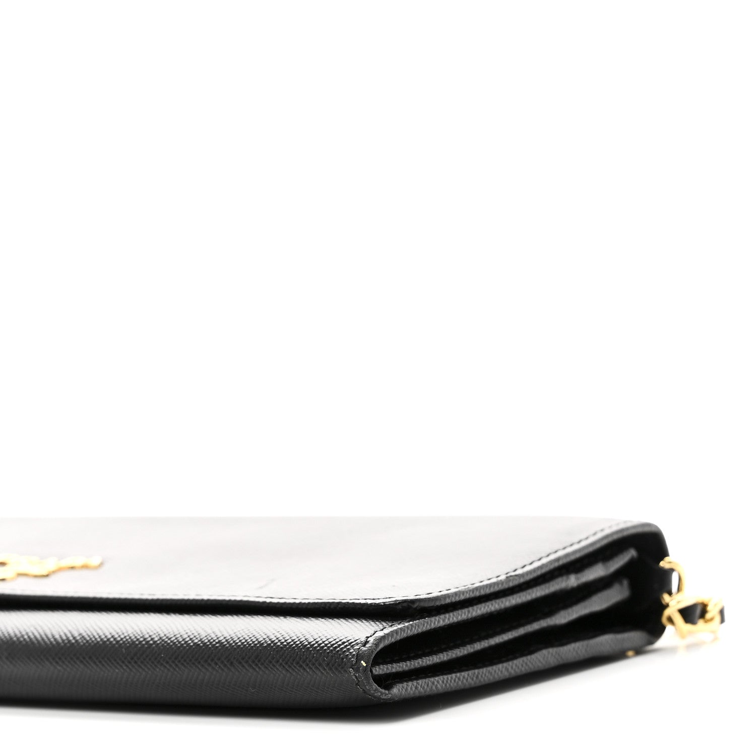 Prada Saffiano Metal Oro Chain Wallet Black 9 of 9
