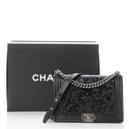 Chanel Calfskin Embossed New Medium Cordoba Boy Flap Black 13 of 13