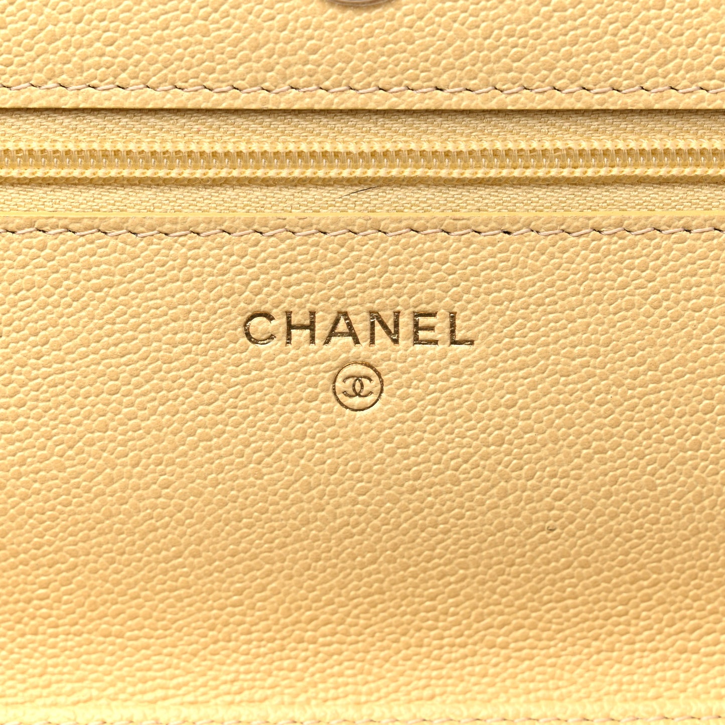 Caviar Quilted Studded CC Wallet on Chain WOC Yellow