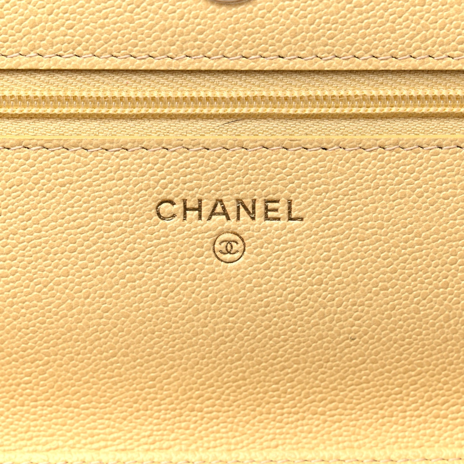 Chanel Caviar Quilted Studded CC Wallet on Chain WOC Yellow 6 of 11