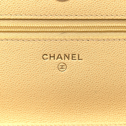 Chanel Caviar Quilted Studded CC Wallet on Chain WOC Yellow 6 of 11