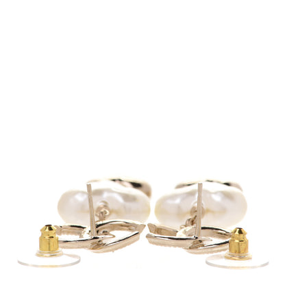 Chanel Pearl CC Double Heart Drop Earrings Gold 3 of 5
