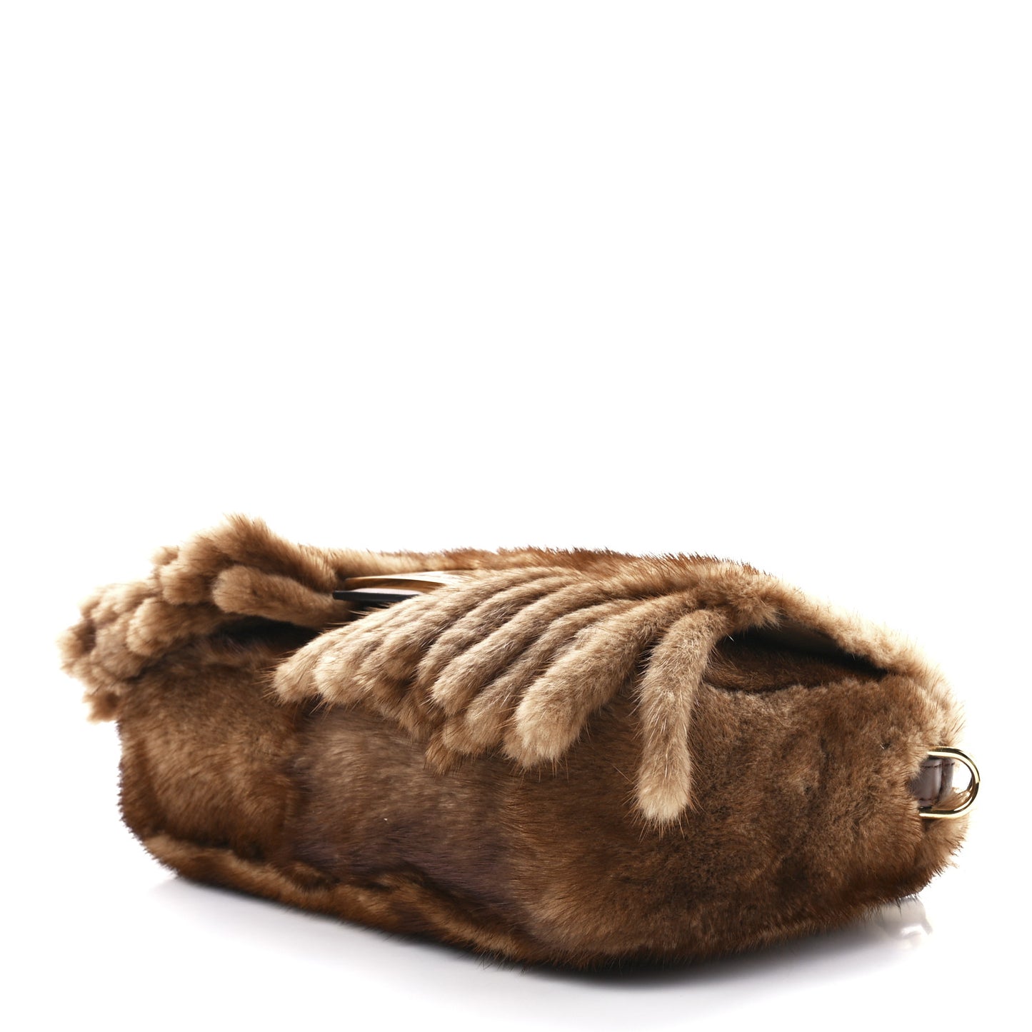 Mink Shiny Nappa Fringe Baguette Natural Miele Scuro