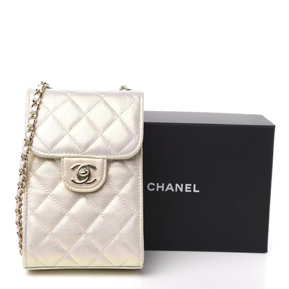 Chanel Iridescent Lambskin Quilted CC Phone Holder Ivory 11 of 11