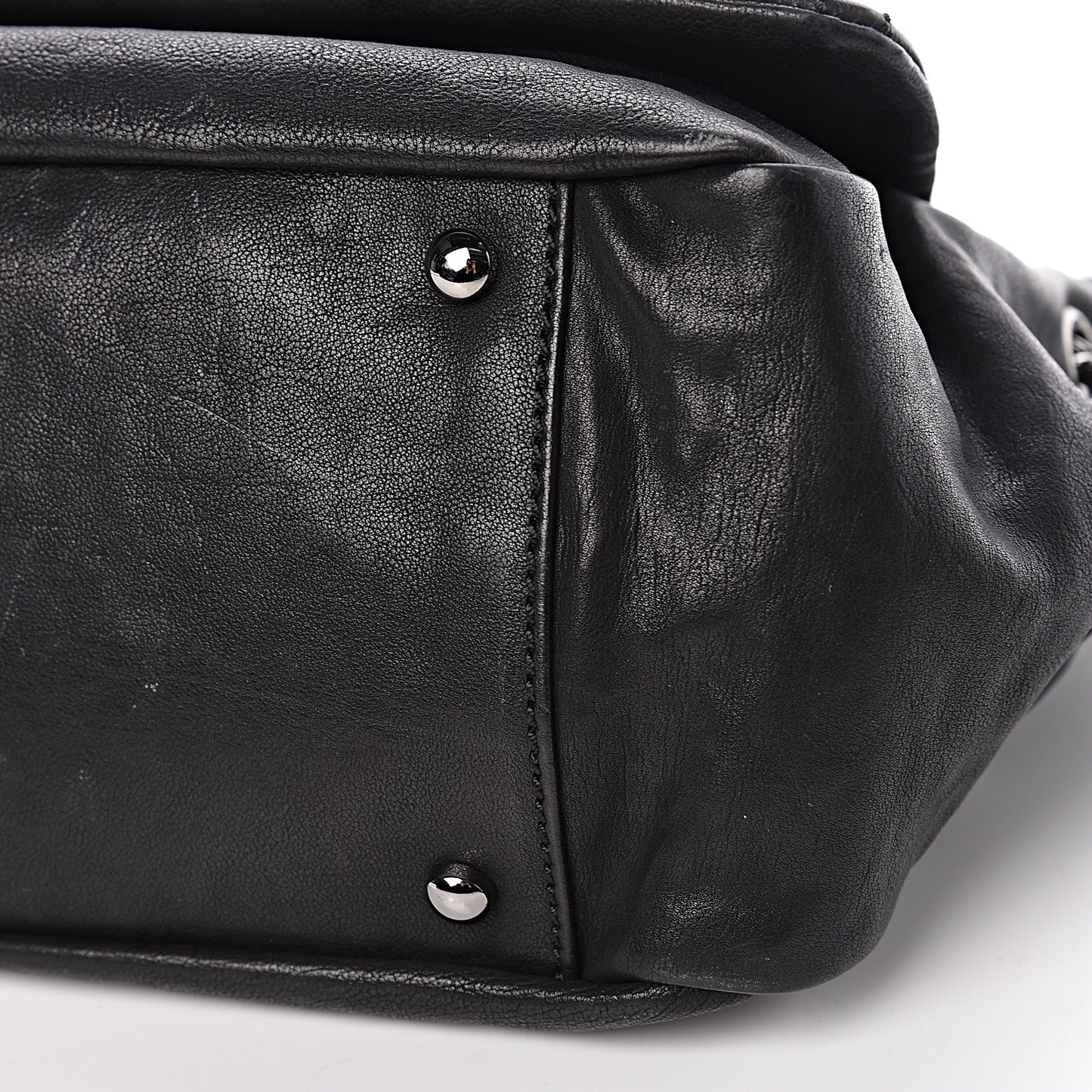 Calfskin Diamond Stitch Accordion Flap Black