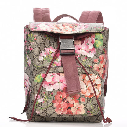 Gucci GG Supreme Monogram Blooms Small Single Buckle Backpack Beige Multicolor Dry Rose 1 of 7