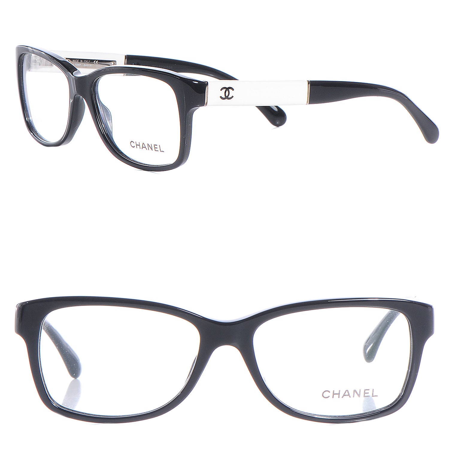 Chanel Acetate CC Eyeglasses Frames Black White 1 of 6