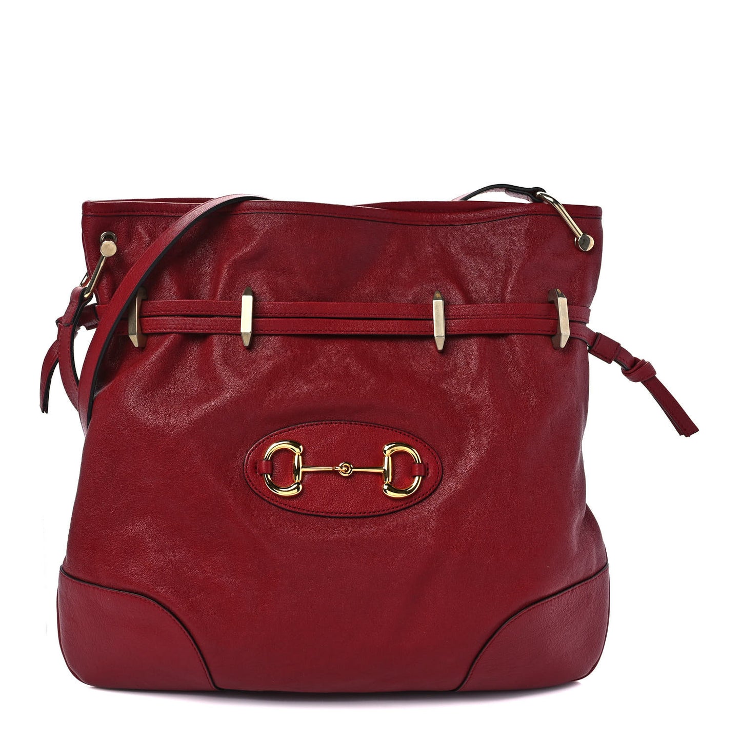 Sakai Be Green Calfskin Horsebit 1955 Cinch Top Messenger Bag New Cherry Red