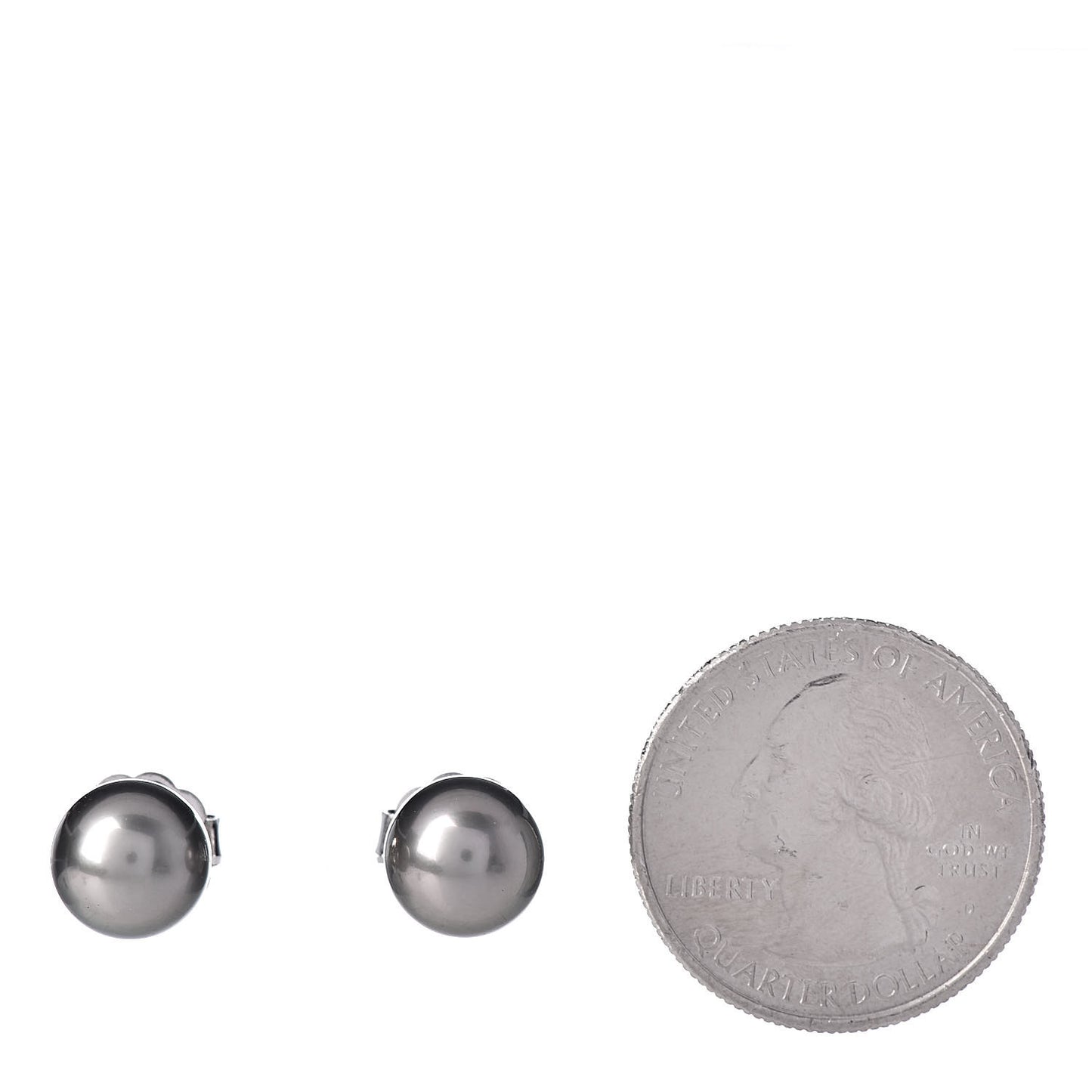18K White Gold Black South Sea Pearl 9mm Stud Earrings