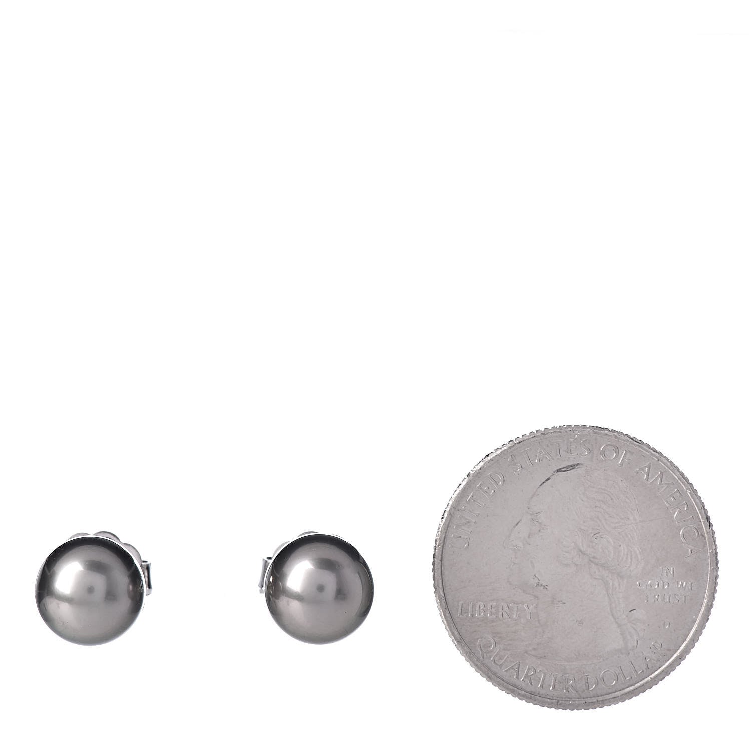 Mikimoto 18K White Gold Black South Sea Pearl 9mm Stud Earrings 2 of 5