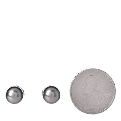 Mikimoto 18K White Gold Black South Sea Pearl 9mm Stud Earrings 2 of 5