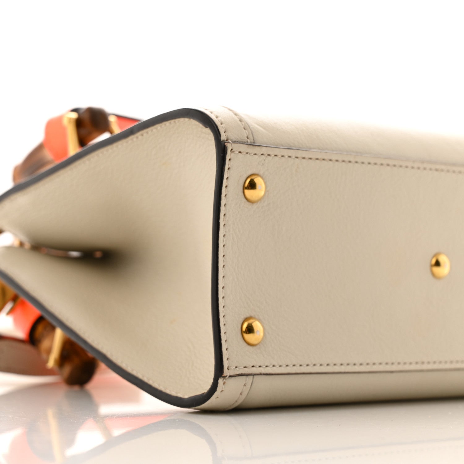 Gucci Wonka Grain Calfskin Mini Diana Tote Bag Mystic White Orange Fluo 9 of 13