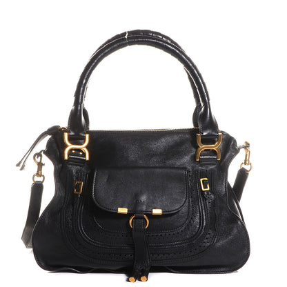 Chloe Calfskin Perforated Medium Marcie Animation Satchel Black 1 of 8
