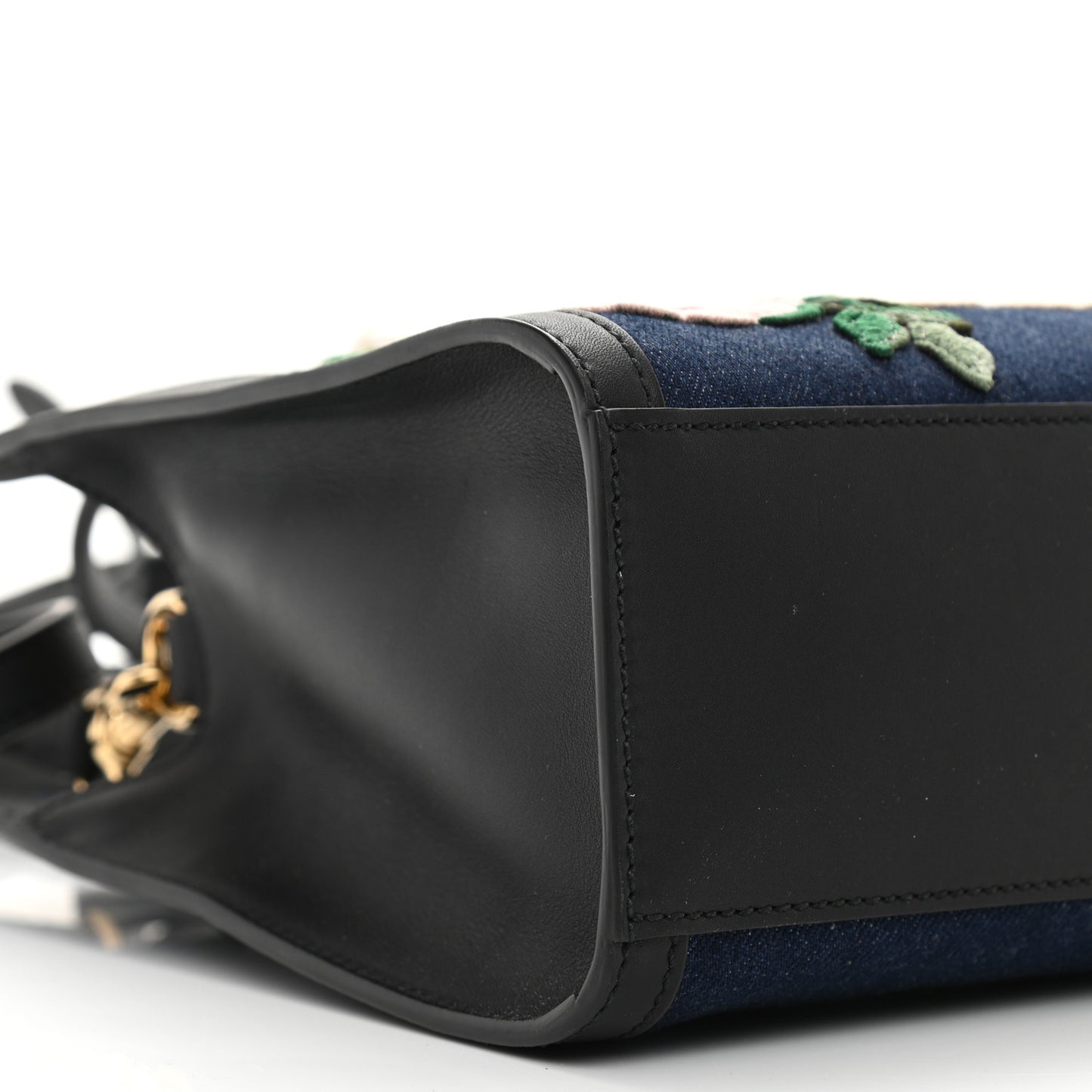 Denim Embroidered Tiger Tote Blue Multicolor