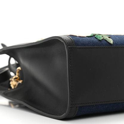 Gucci Denim Embroidered Tiger Tote Blue Multicolor 9 of 10