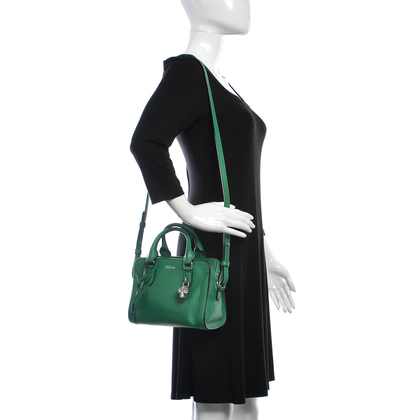 Pebbled Calfskin Mini Padlock Tote Green