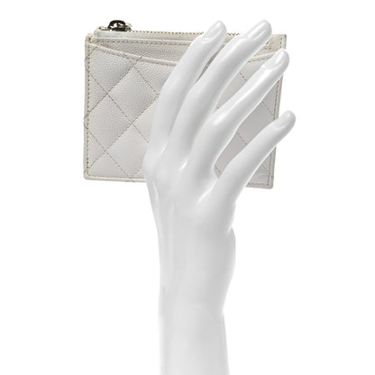 Chanel Caviar Quilted CC Zip Card Holder White 2 of 10