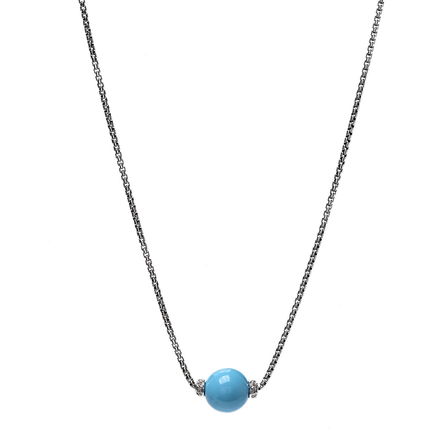 Sterling Silver Diamond Turquoise Solari Pendant Necklace
