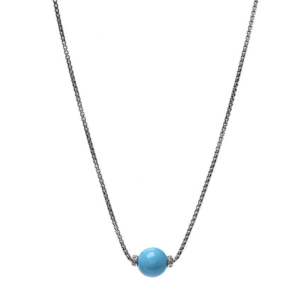 David Yurman Sterling Silver Diamond Turquoise Solari Pendant Necklace 1 of 3
