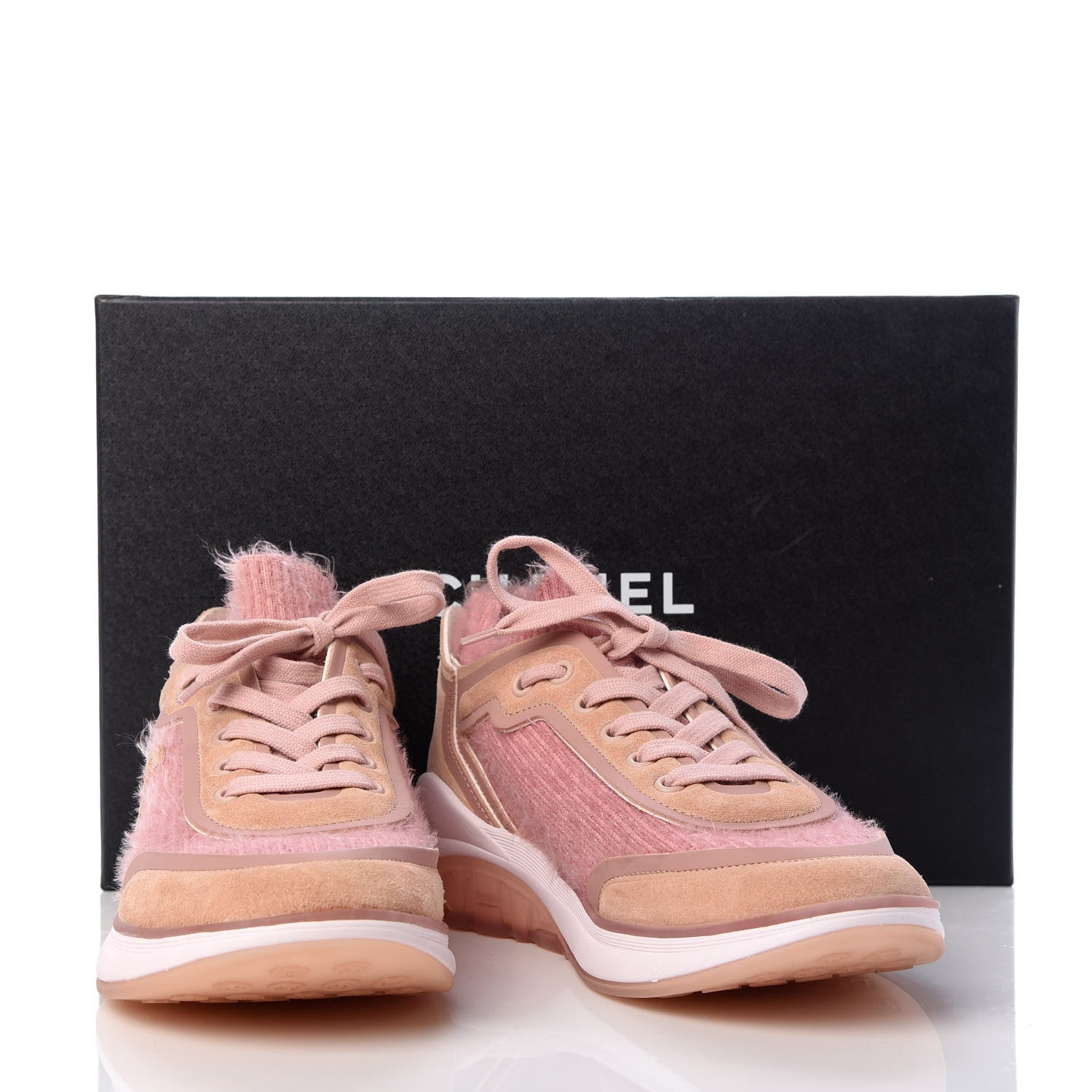 Chanel Fabric Calfskin Suede CC Womens Sneakers 37 Pink 9 of 9