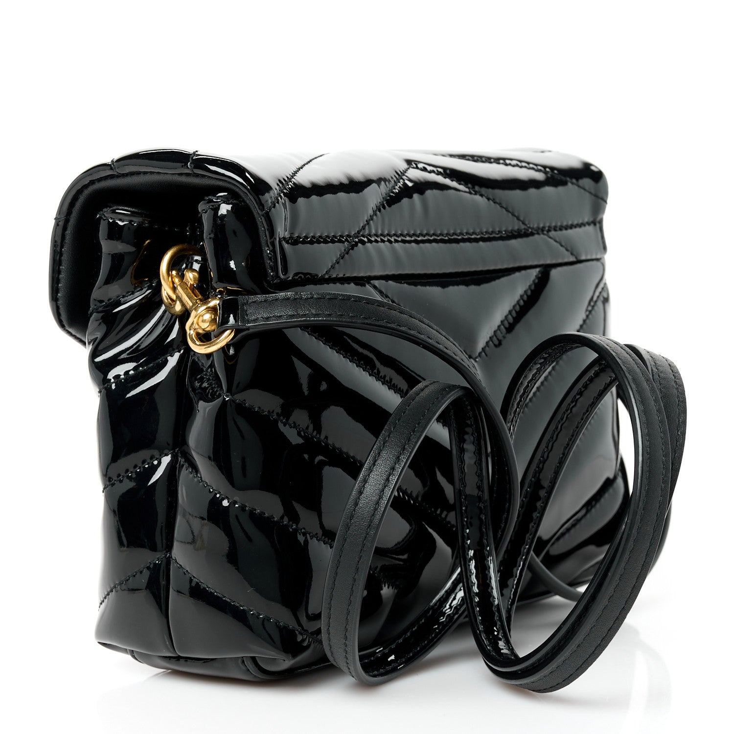 Saint Laurent Patent Y Quilted Monogram Toy Loulou Crossbody Bag Black 3 of 11