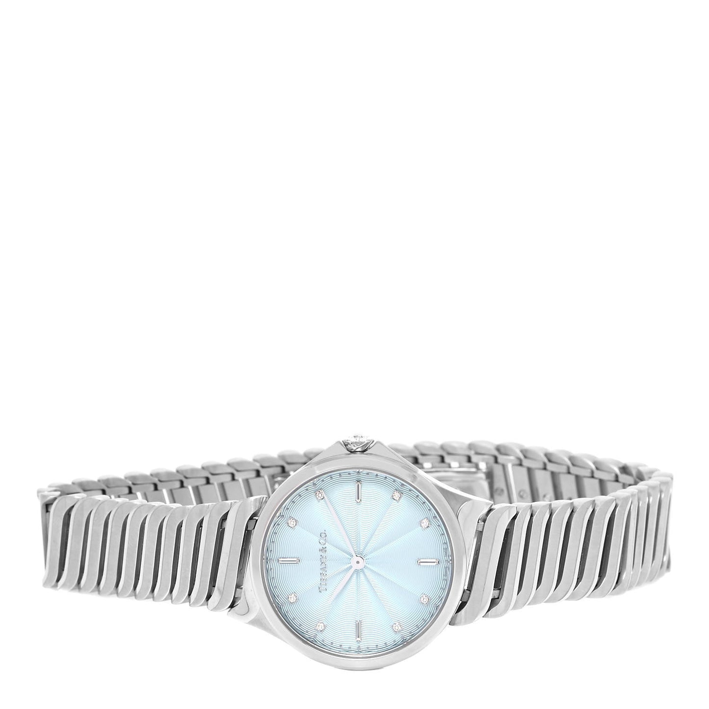 Stainless Steel Diamond 28mm Metro 2-Hand Quartz Watch Ice Blue