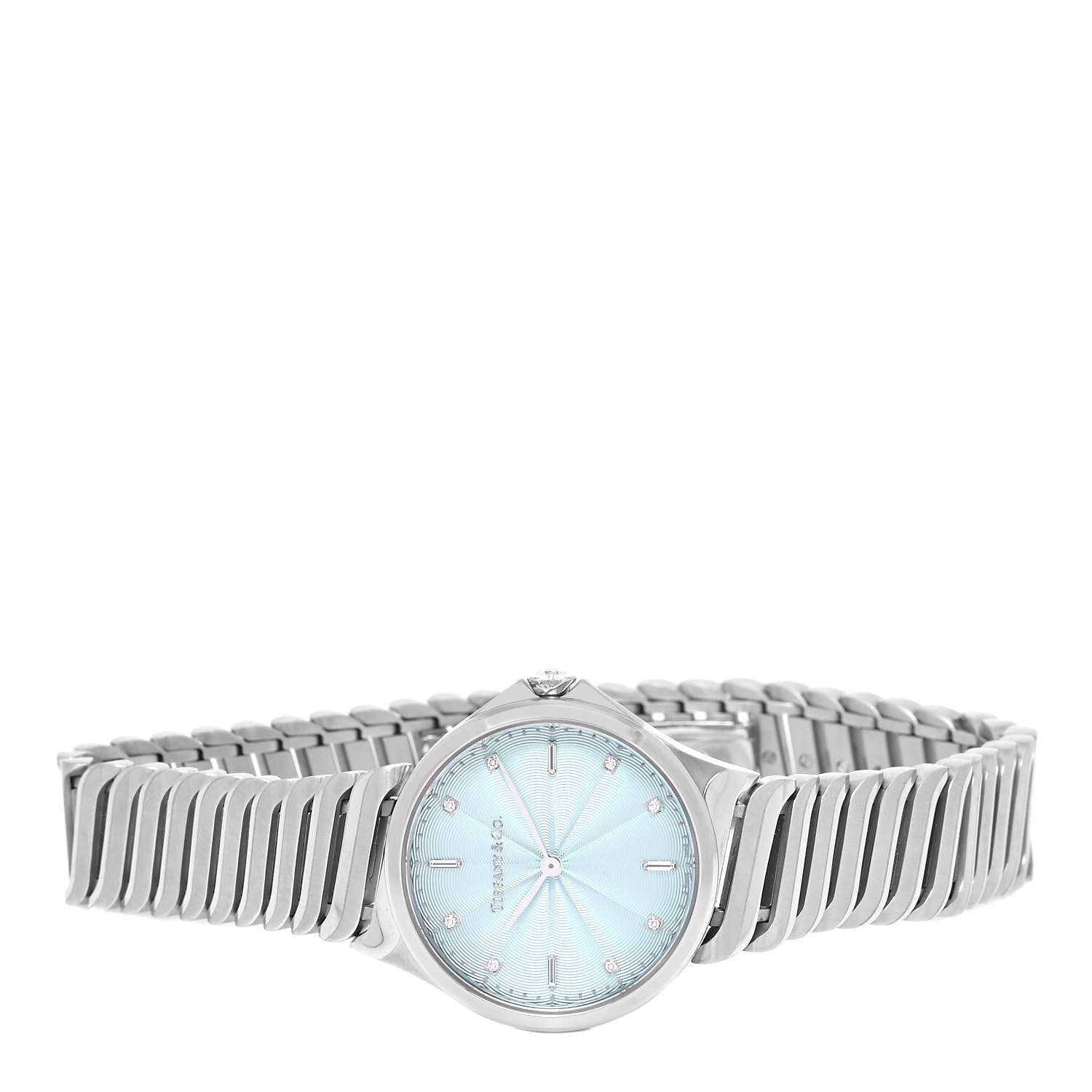 Tiffany Stainless Steel Diamond 28mm Metro 2-Hand Quartz Watch Ice Blue 2 of 5