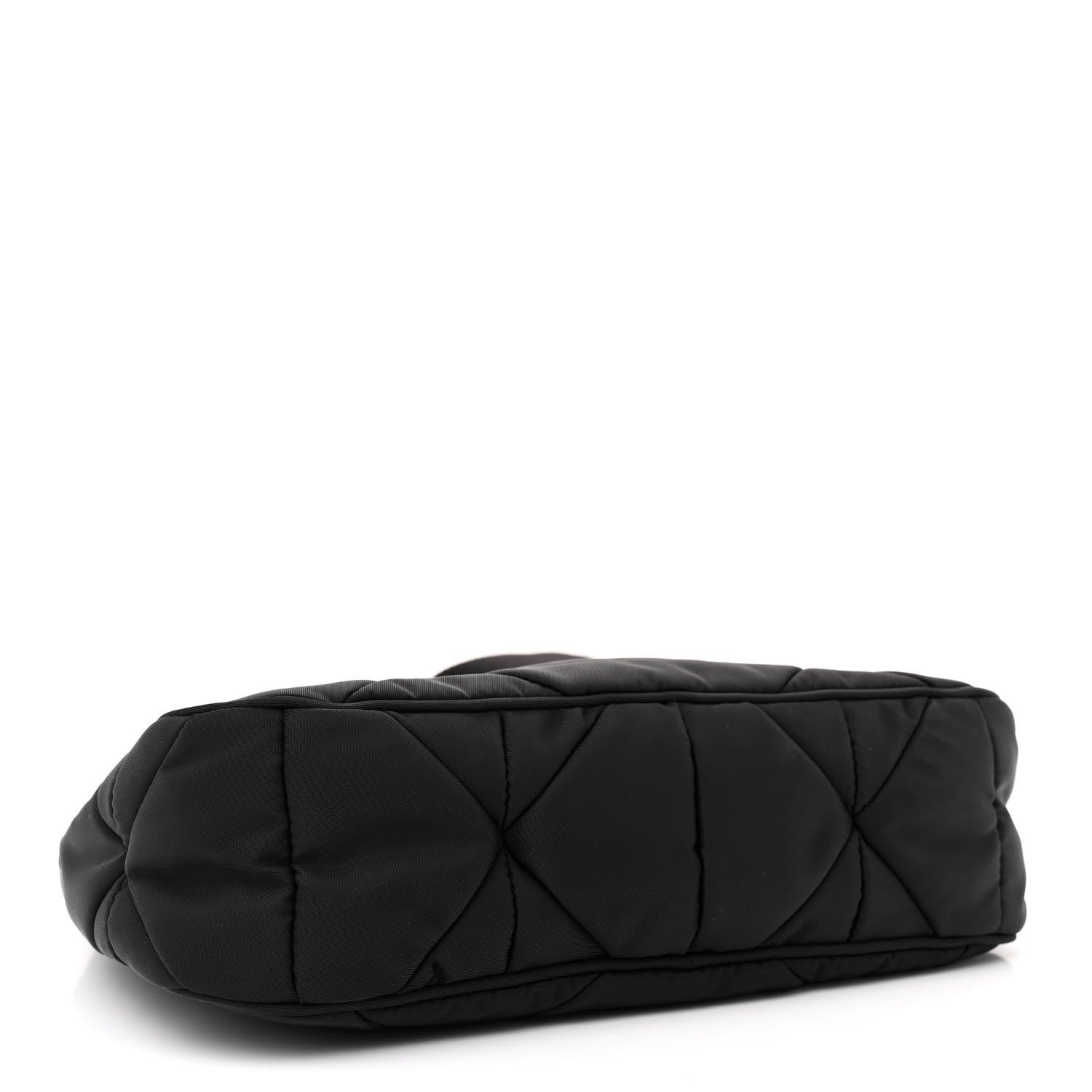 Prada Re-Nylon Triangle Padded Patchwork Shoulder Bag Black 4 of 9