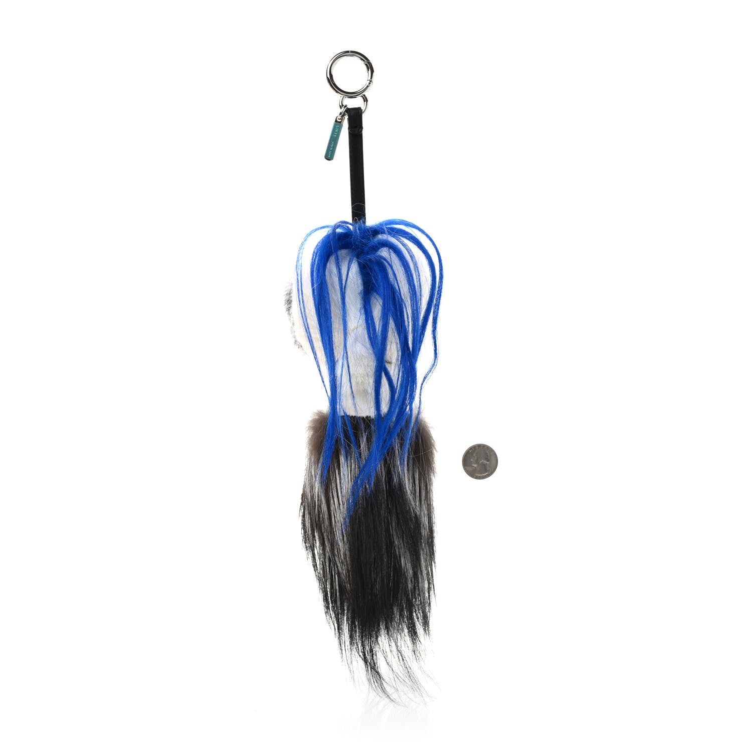 Fendi Mink Fox Goat Fur Karlito Bag Charm Blue 2 of 5